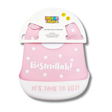 Load image into Gallery viewer, Bismillah Silicone Baby Bib (Pink)