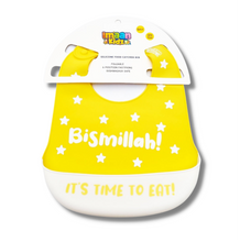 Load image into Gallery viewer, Bismillah Silicone Baby Bib (Yellow)