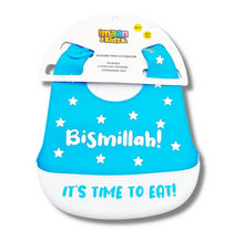 Load image into Gallery viewer, Bismillah Silicone Baby Bib (Blue)