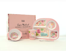 Load image into Gallery viewer, kids dinnerware set islamic tableware set muslim mealtime essentials eid gift set gifting super muslim toys educational learning