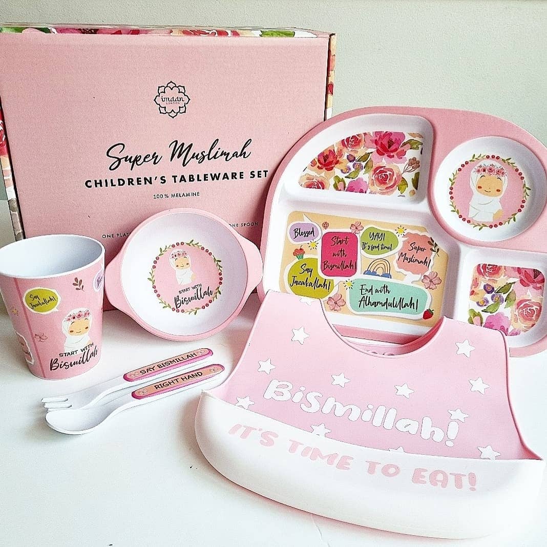 dinnerware kids islamic gift bismillah feeding weaning toddler 
