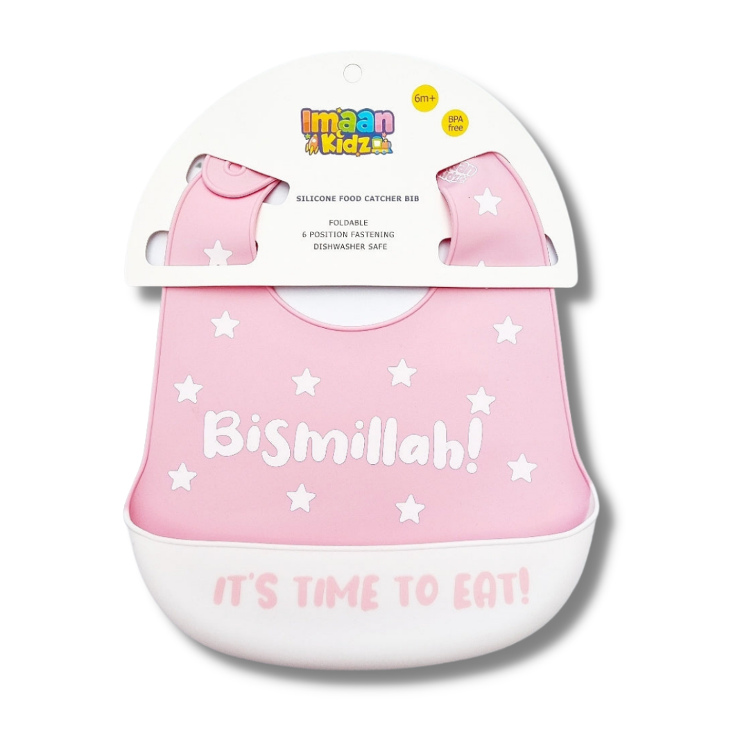 Bismillah Silicone Baby Bib (Pink)