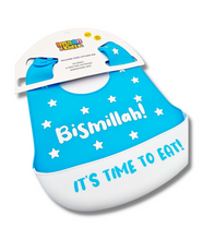 Load image into Gallery viewer, Bismillah Silicone Baby Bib (Blue)
