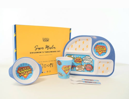 kids dinnerware set islamic tableware set muslim mealtime essentials eid gift set gifting super muslim toys educational learning